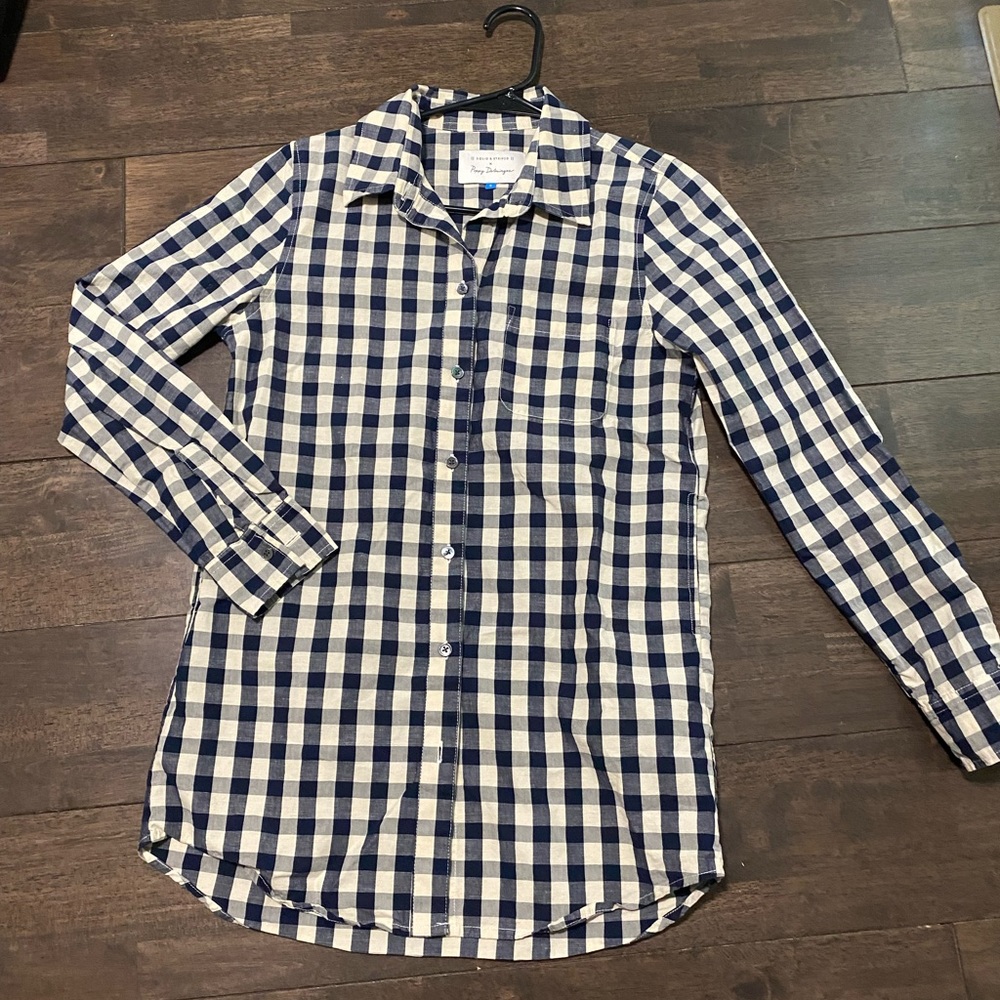 Solid and Striped Poppy DeLevingne button up